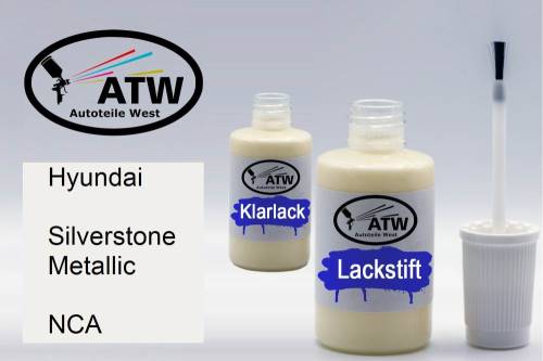 Hyundai, Silverstone Metallic, NCA: 20ml Lackstift + 20ml Klarlack - Set, von ATW Autoteile West.